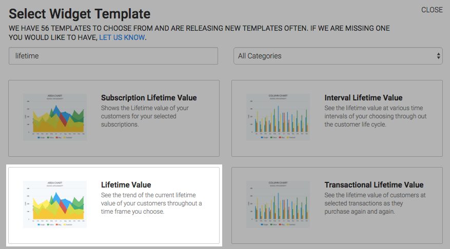 Type lifetime into the search bar and choose the Lifetime Value report
