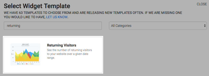 Click the Returning Visitors report from the template library.