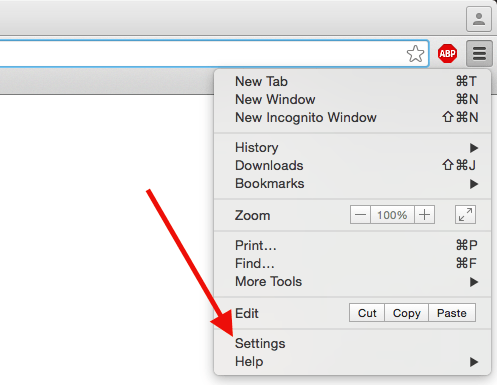 In Chrome click the "Menu Icon" and click "Settings" to begin to clear cookies