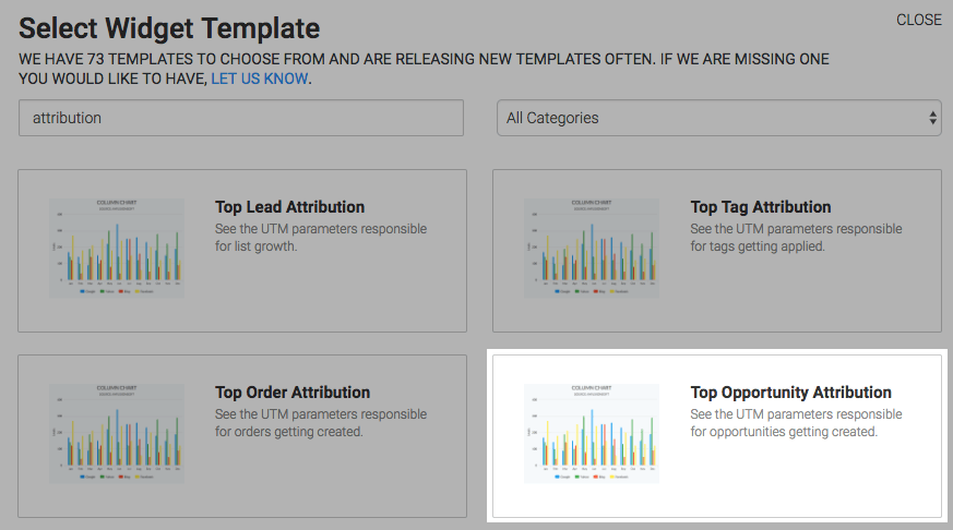 The template highlighted in the template library.