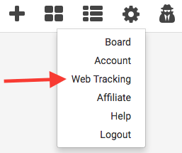 click the gear icon on your graphly dashboard and click web tracking