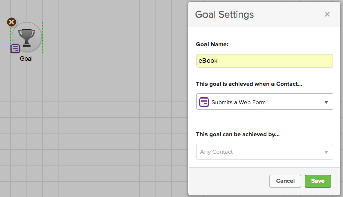 Double click on the goal in Infusionsoft't campaign builder and set the dropdown to Submits a Web Form for Graphly's Web Tracker