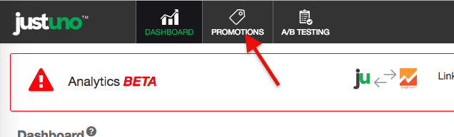 click promotions at the top of your justuno account
