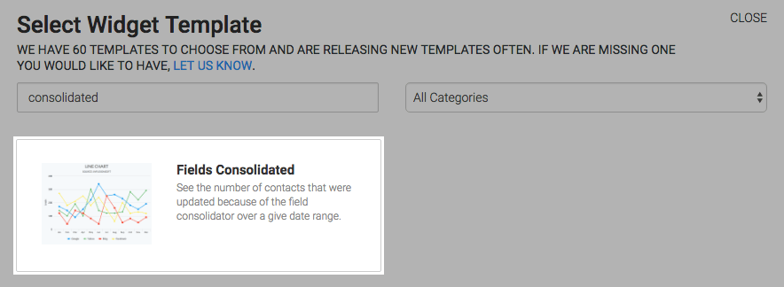 Fields Consolidated template highlighted in the template library.