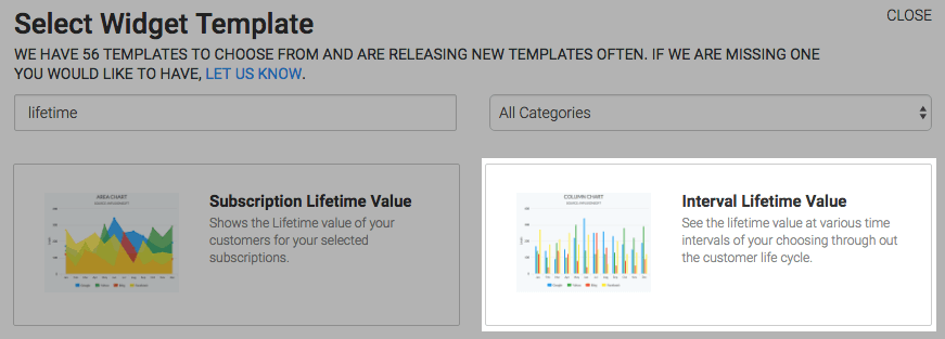 Interval Lifetime Value template shown in the template library.