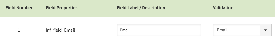 Give the field a label and then change the Validation to Email