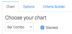 You can select the display type from the drop down, and check the box to stack the columns or bars. 