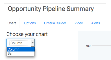 First, select your chart type. You can choose from either Column or Bar. I'll choose Column.