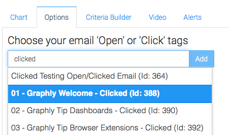 This report is displayed as a Heat Map. Go to the "Options" tab. Then choose all of your email open or click tags that you wish to measure.