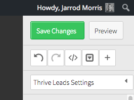 Finally, click on Save Changes at the top of Wordpress for Thrive Leads Web Tracking