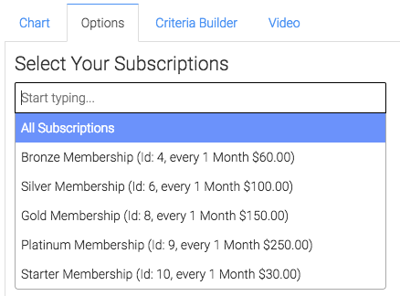 select the subscriptions you would like to track