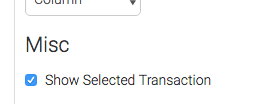 Show selected transaction box checked.