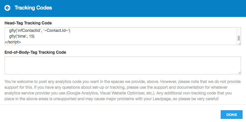 paste the graphly tracking script in the head-tag tracking code section