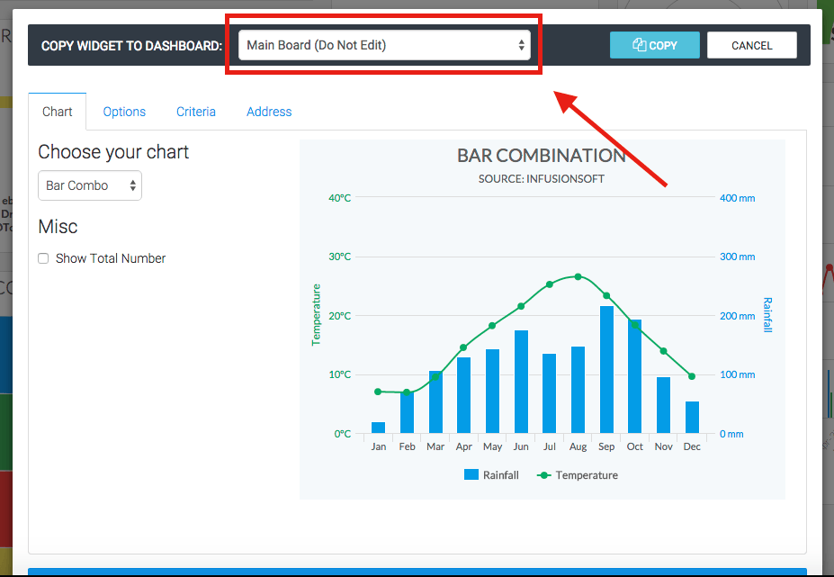 select the board you want to copy it to from the drop down menu