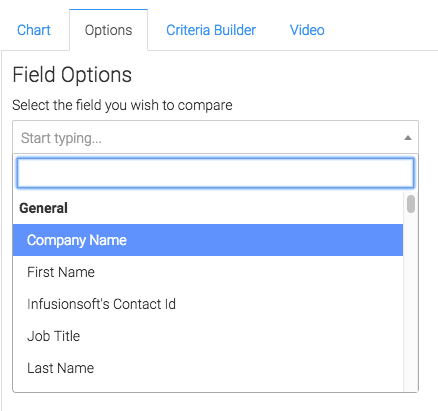 Select the field you want to compare