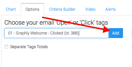 This report is displayed as a Heat Map. Go to the "Options" tab. First, choose all of your open or click tags that you wish to measure.