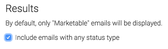 select his checkbox to display emails of all status types