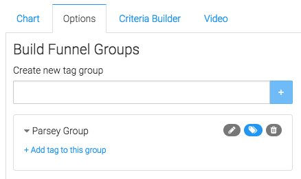 Click on the Options tab and add your first group by typing in it's name a clicking on the add icon