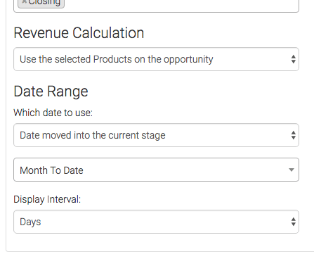 Next, you can choose how you want your revenue to be calculated and you will also need to select a date range for the data.