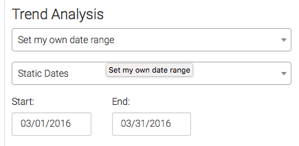 Next choose the settings for your trend analysis.