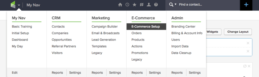 Copy this script and head over to Infusionsoft. In Infusionsoft, click on the "Navigator" and head to E-Commerce Setup.