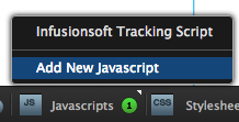 Add New Javascript button highlighted.