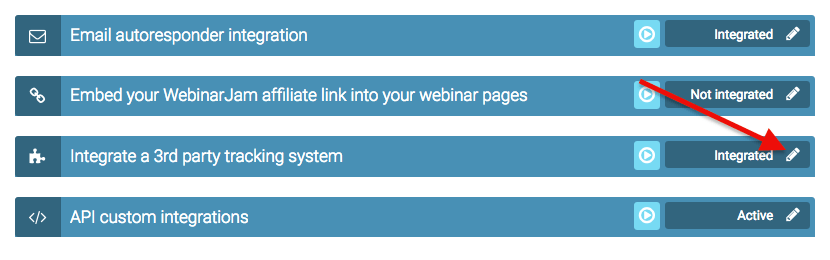 click the pencil icon next to the integrate a 3rd party tracking system option