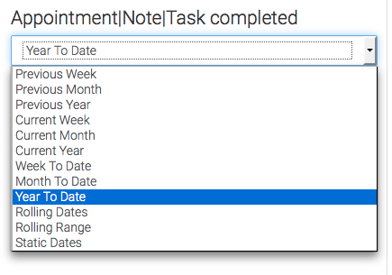 The next step is to choose the date range to display notes, appointments and task