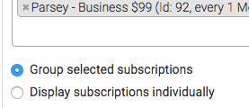 Group selected subscriptions selected.