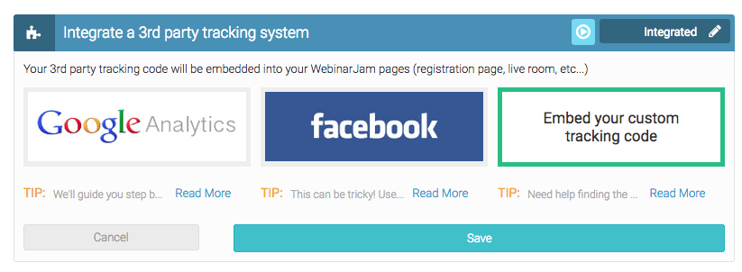 click the embed your custom tracking code option on the right