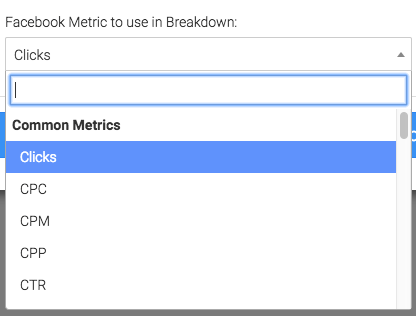 Select the facebook metric to breakdown by age.
