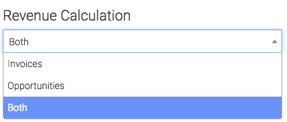 Under revenue calculation you can select invoices, opportunities or both