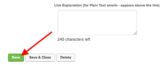 Then you should leave the link text blank and then click "Save". You will have to click "Save" for this Actions tab to show up.