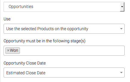 Select the opportunity stage, for example "Won"