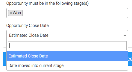 Select the "Opportunity Close Date"