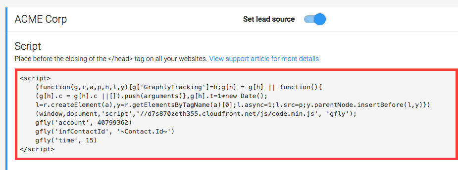 Copy the web tracker script and paste it between the head tags of your site