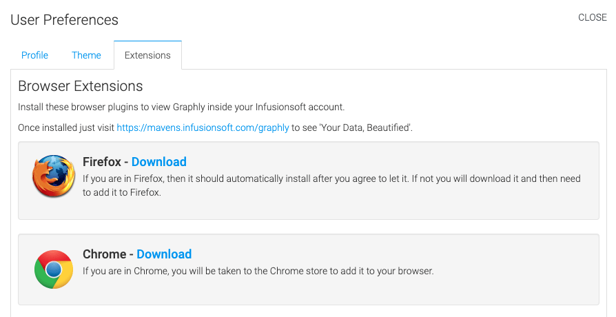 download the firefox or chrome browser extensions to view graphly in infusionsoft
