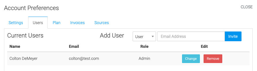 settings for managing users