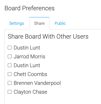 select a user to share the board with