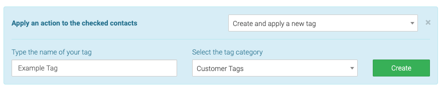 type a tag name, select a category, and click create
