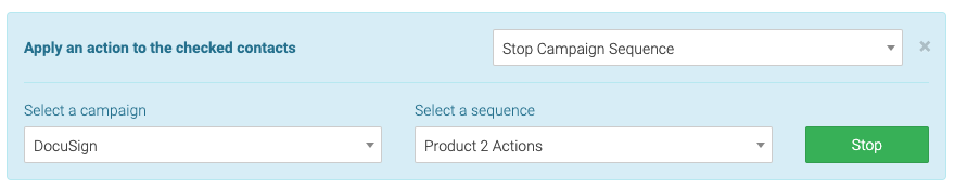 select a campaign and sequence to remove contacts from