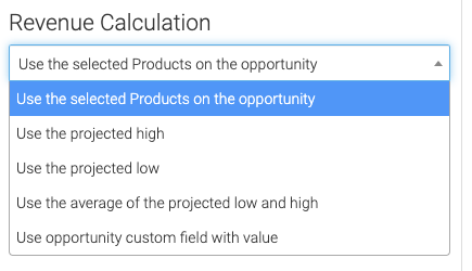 Select how you want the revenue to be calculated