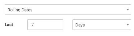 rolling dates, last 7 days selected. 